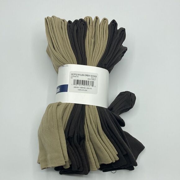 Men’s Nylon Crew Dress Socks 12-Pack Shoe Size 6-12 - Picture 3 of 4